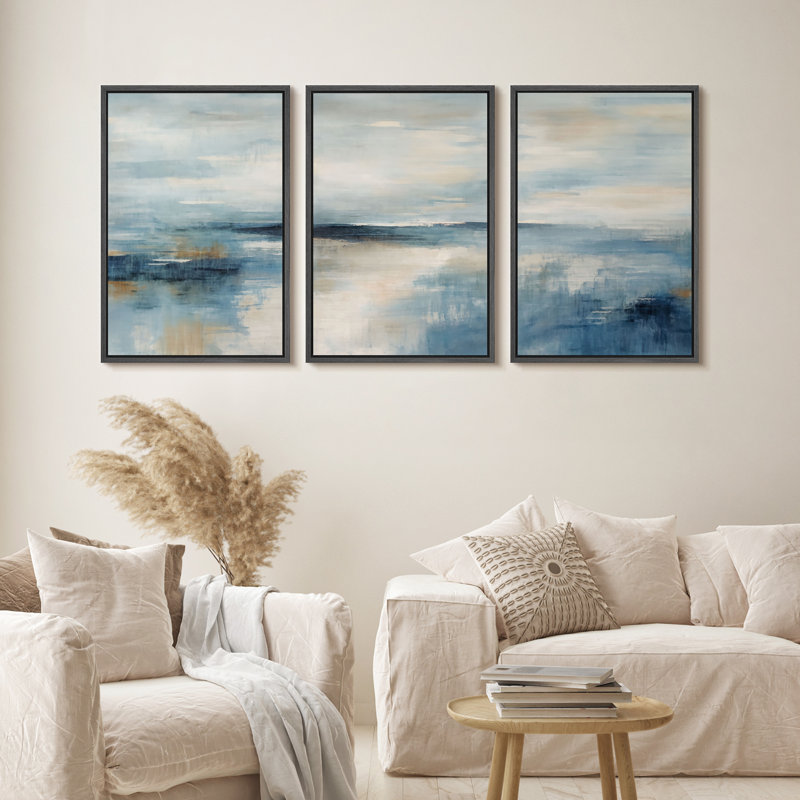 Blue Calm Ocean Beach, H 24 po x l 16 po x P 1,5 po, Noir