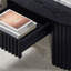 Table basse Mid-Century moderne ovale avec tiroir et rangement spacieux en noir de jais pour les salons compacts