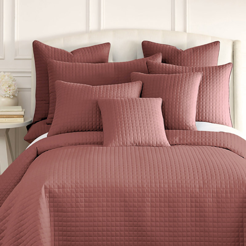 Southshore Fine Linens Vilano Quilted Sham Covers, Double-Brushed Microfiber Square-Stitched Pillow Shams with Piped Edges, Set of 2, 20" x 36" , Marsala