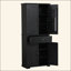 Armoire de rangement de salle de bain avec portes et tiroir, plusieurs espaces de rangement, tablette réglable-1621057012