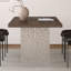 Wood-grained Stone Dining Table Sets.-110372355