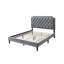 Lit plateforme à bord clouté Ava - Velours gris anthracite-1978222535