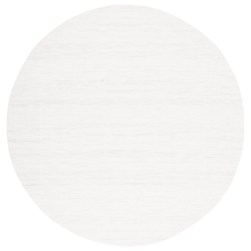 Tapis argenté / ivoire à chevrons Anjelita, Rond 6 pi
