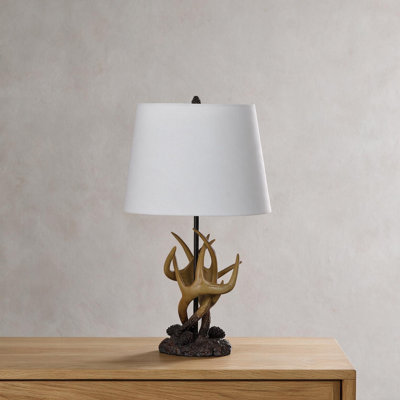Lampe de table moderne de 26 po en bois de cerf royal naturel