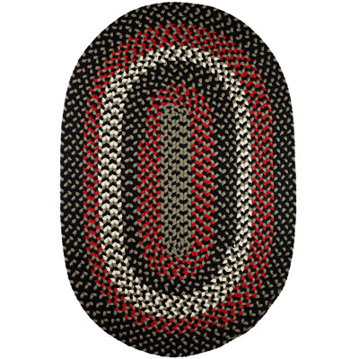 Tapis décoratif géométrique rouge/noir tressé à la main charlise