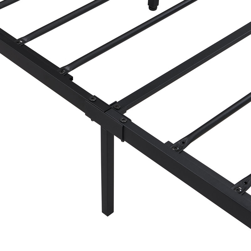 Size Metal Platform Bed Frame With Wooden Headboard And Footboard With USB LINER, No Box Spring Needed, Large Under Bed Storage, Easy Assemble