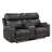 Hirah Dark Gray Microfiber Manual Recliner Loveseat With Cupholder Function And Built-In USB Port