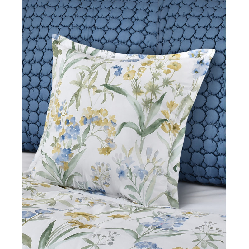 Tahlia Blue Floral 18" Square Decorative Throw Pillow