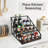 4-Tier Coffee Syrup Rack Organizer For Liquor Bottles, Spices, And Kitchen Condiments - Durable Metal Frame With Rustic Wood Base - Space-Saving Design Holds 16 Bottles