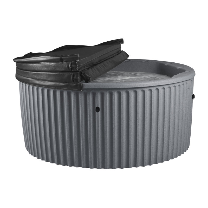 Gray Round 6-Person Polyethylene Hot Tub with 20 Jets