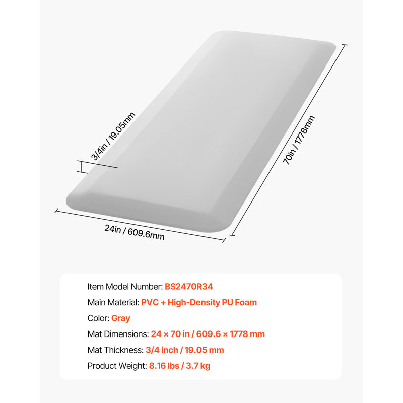 Tapis de protection antichute pour les personnes âgées de 3/4 po et 24 po x 70 po