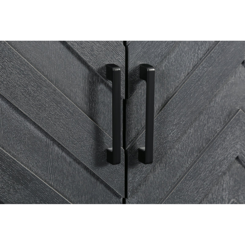 Armoire à 4 portes de style rétro avec finition laquée, Gris foncé antique