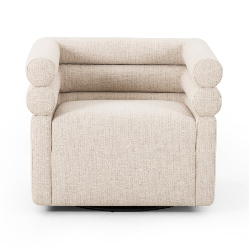 Evie Swivel Chair-Hampton Cream, Cream Polyester Blend