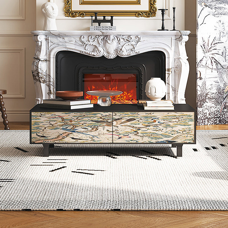 Table basse française avec rangement peint rétro, Noir, noir, noir, noir