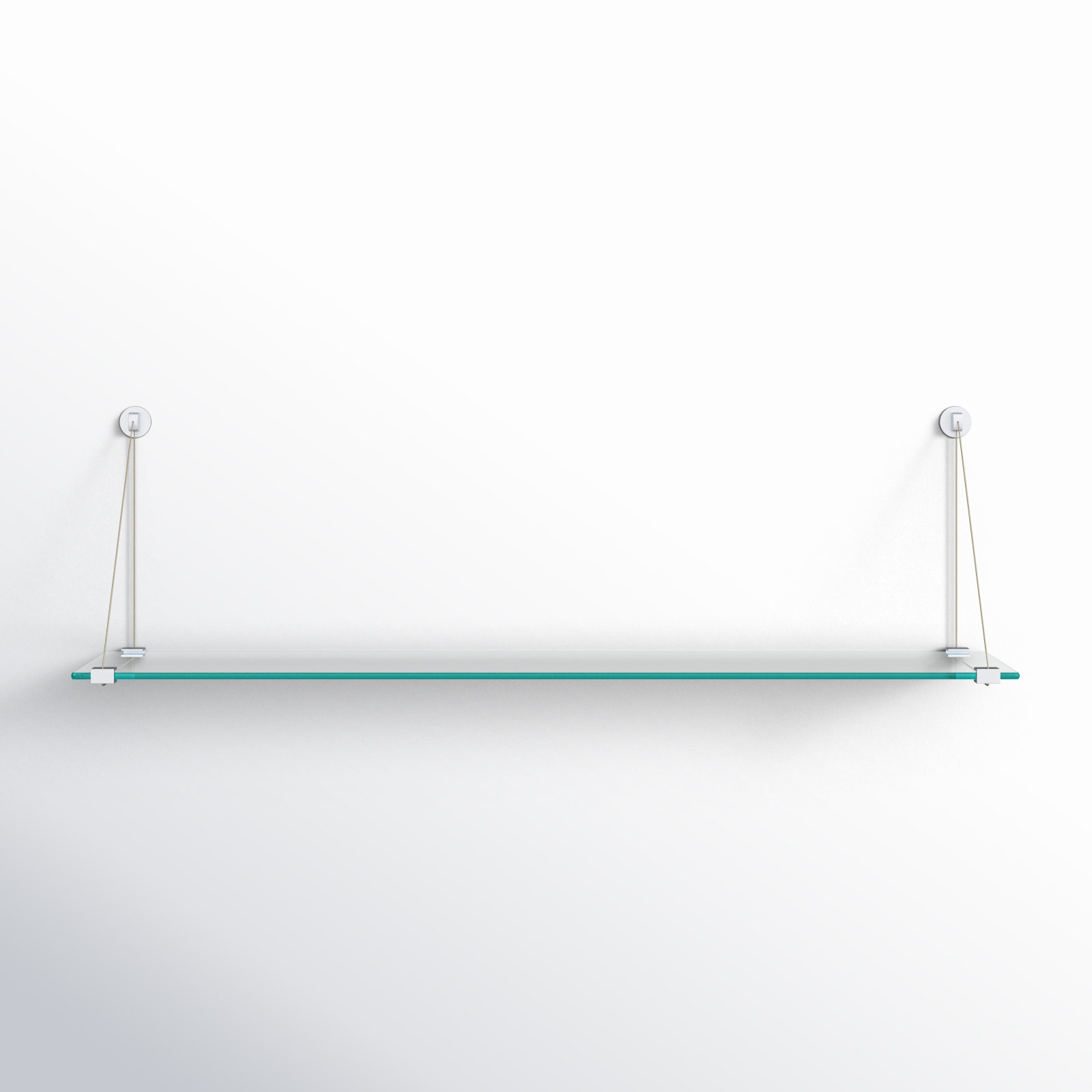 Earlham Tempered Glass Wall-Mounted Bracket Shelf, Chrome, 14" H x 48" W x 6.5" D