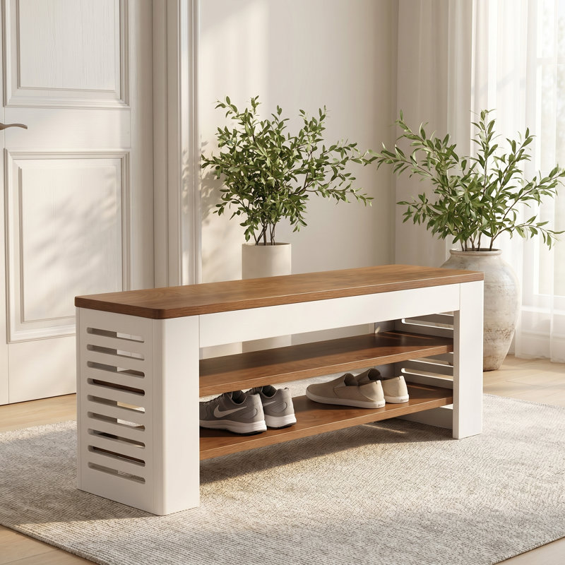 Upholstered Bench with Shoe Storage