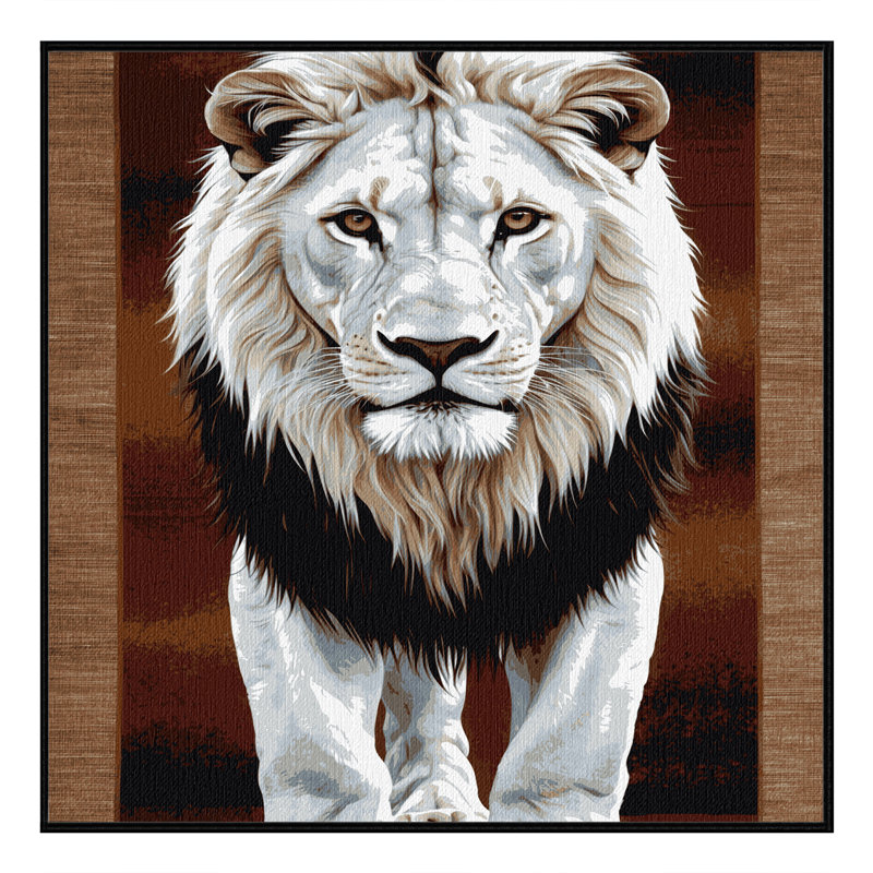 Tapis blanc lavable lion de Timbavati, Carré 3 pi