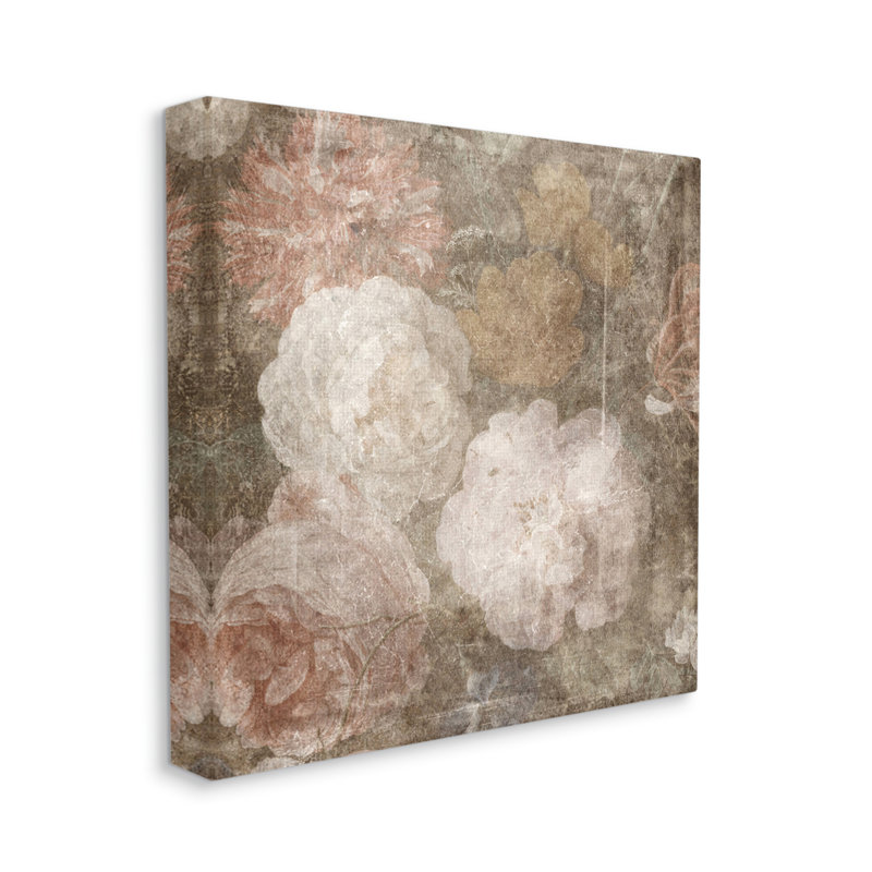 Fleurs de pivoines rétro sur toile, impression, Estampe numérique Farmhouse, H 24 po x l 24 po x P 1,5 po
