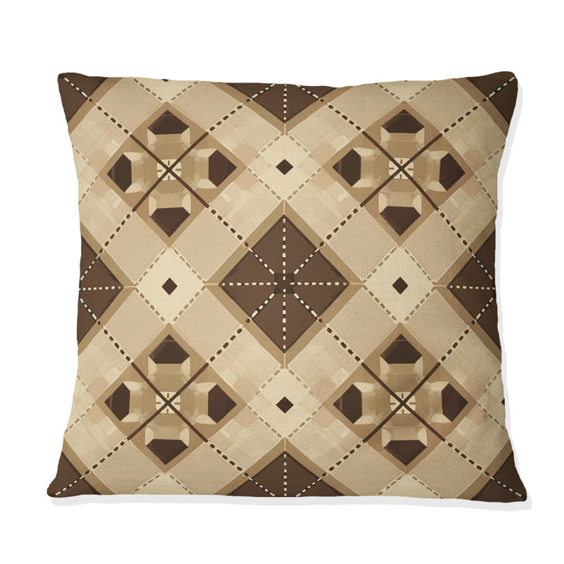 Brown Argyle - Transitional Throw Pillow, 16"H x 16"W