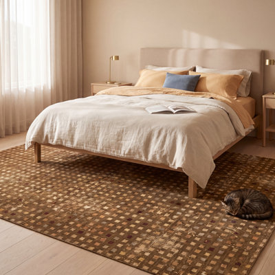 Tapis lavable Daybreak2 moderne à motif mosaïque mouchetée abstraite, vert cuivre, antidérapant, à poils courts, pour intérieur et extérieur, adapté aux animaux domestiques, salon, chambre, salle à manger, entrée, couloir, bureau