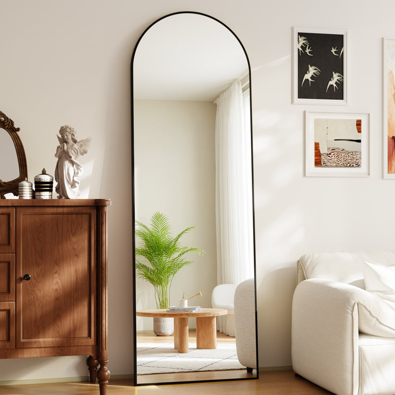 Aluminium Arch Mirror, Black, 162.6cm H x 53.3cm W