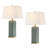 26in 3-Way Green Embossed Ceramic Table Lamps