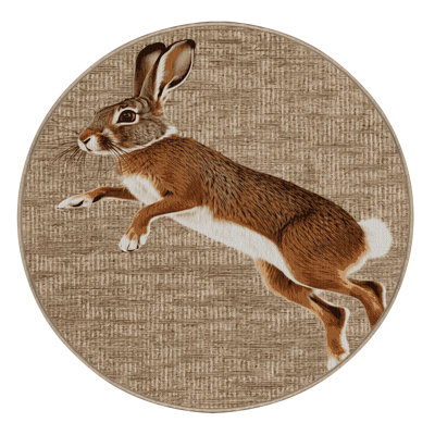 Washable Spring Hare Wildlife Area Rug