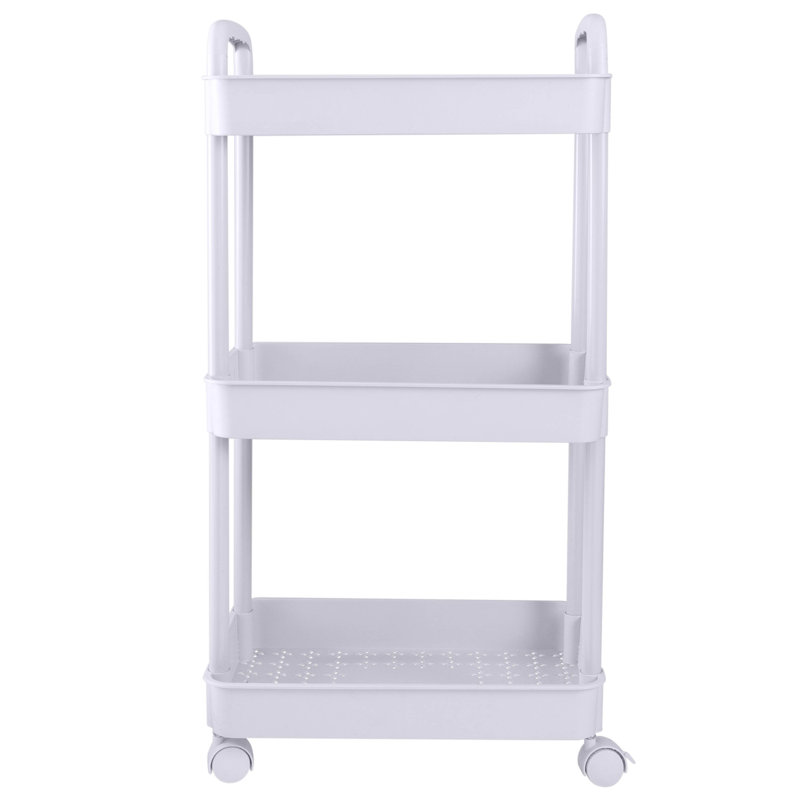 White 3-Tier Rolling Polypropylene Storage Cart