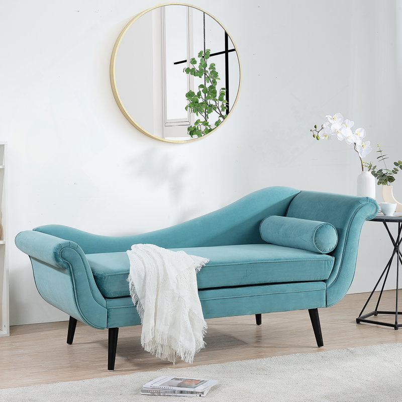 Chaise longue avec accoudoirs à volutes, Vert, Noir