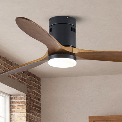 Ventilateur de plafond encastré à 3 pales de 52 po avec ensemble d'éclairage, télécommande et moteur à courant continu silencieux Brogan-Lee
