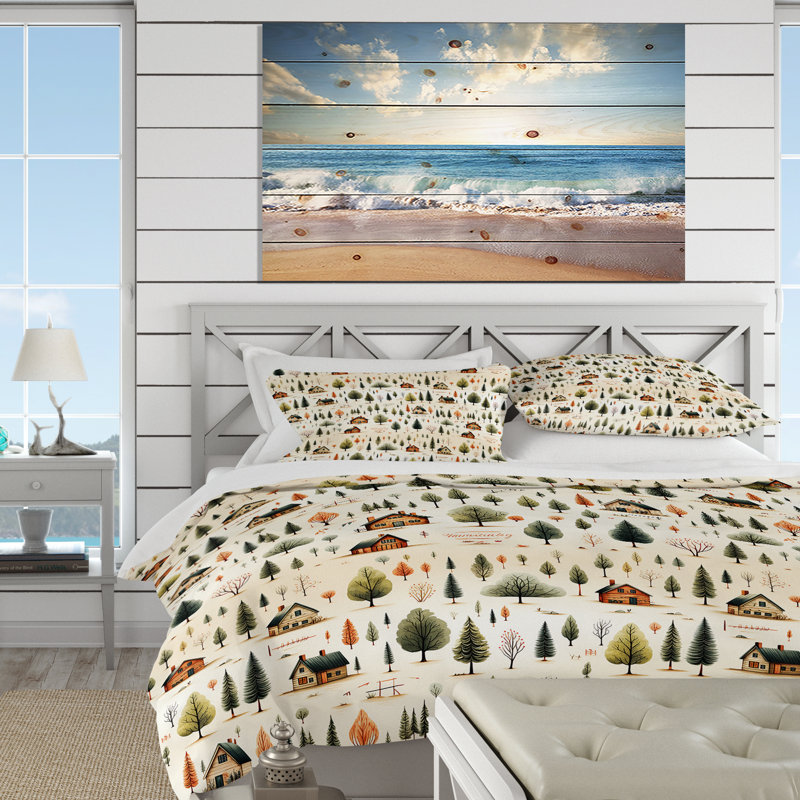 Ensemble de housse de couette Cozy Cabin Countryside - Botanical, Housse de couette simple + 1 taie décorative stan