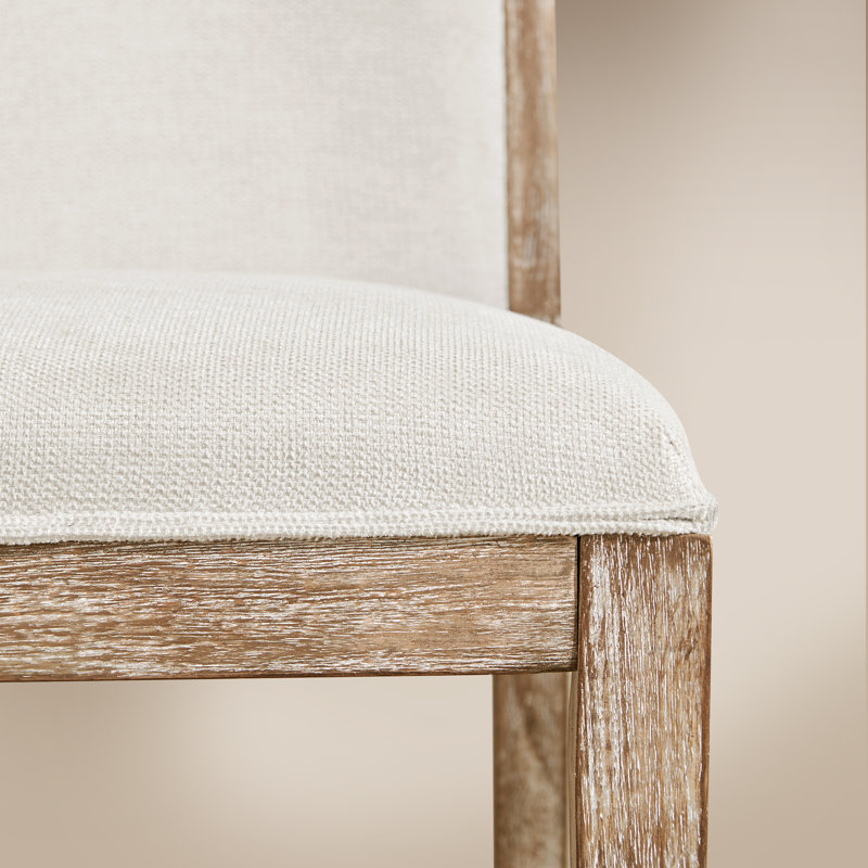 Solid Wood Upholstered Dining Chair, Ivory