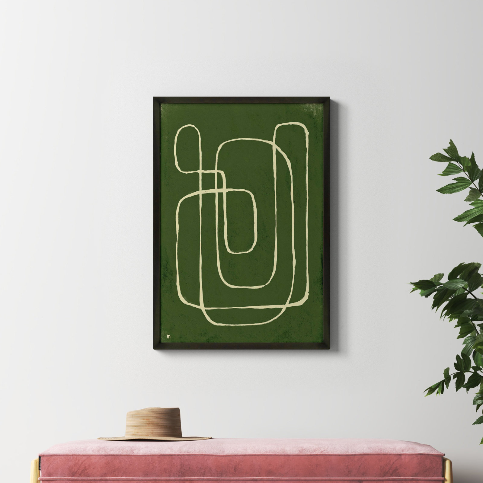 Line Works 2 Painting, Black Framed Paper, 38" H x 26.5" W x 1.25" D