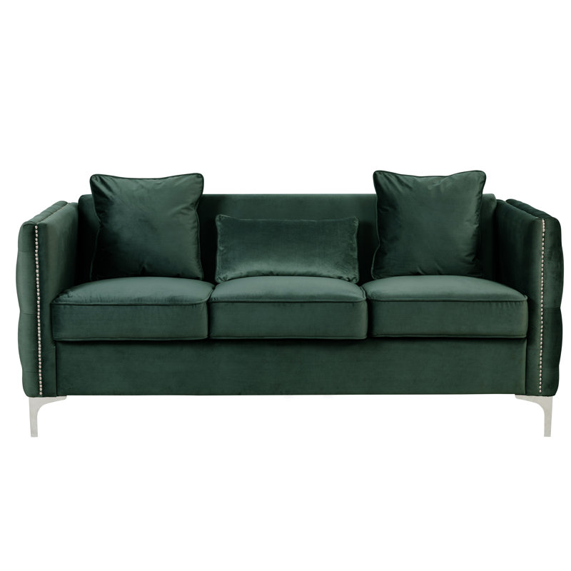 Espanola 73'' Velvet Sofa, Green Velvet