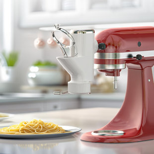 GVODE 7-in-1 Pasta Attachment for 7 Pasta Shapes, Compatible with KitchenAid® Stand Mixers, Cookie Disc & Brush