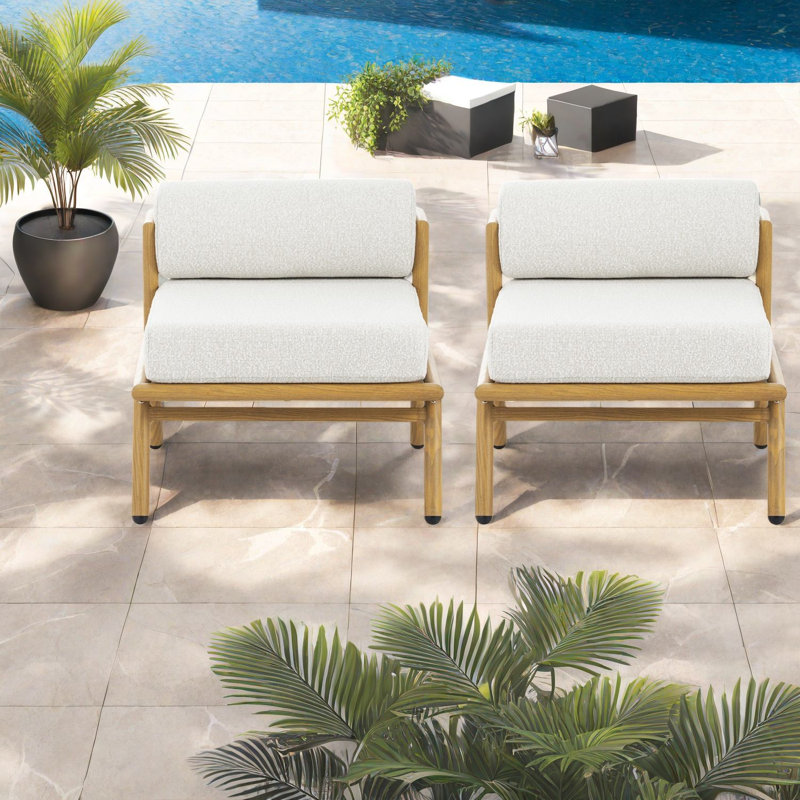 Chaises longues confortables, ensemble de patio moderne en fer et en tissu pour terrasse