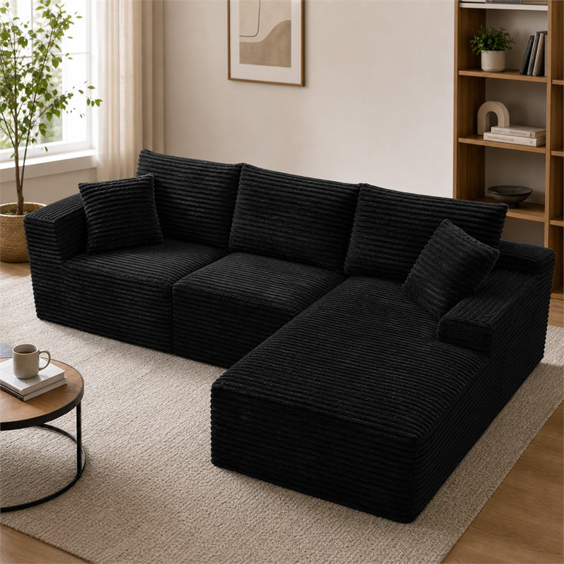 Canapé d'angle moderne minimaliste en nuage, canapé modulaire de 103,9 pouces avec méridienne en L, siège profond pour le salon et la chambre à coucher, sans assemblage