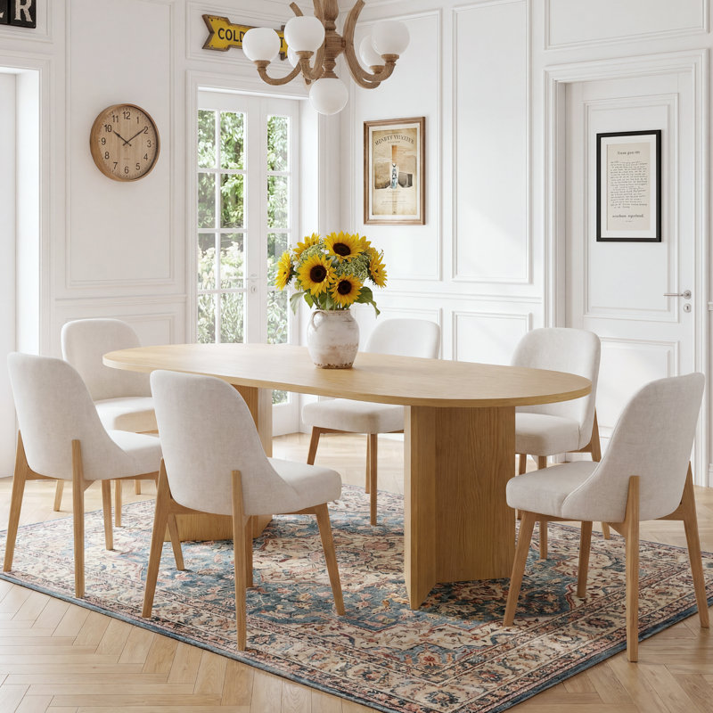 7 - Piece Oval Solid Wood Dining Table Set