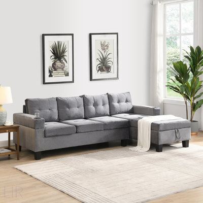 Modern Sectional Sofa Set With L-Shape Chaise, Cup Holders, And Right Hand Storage For Enhanced Comfort And Functionality
