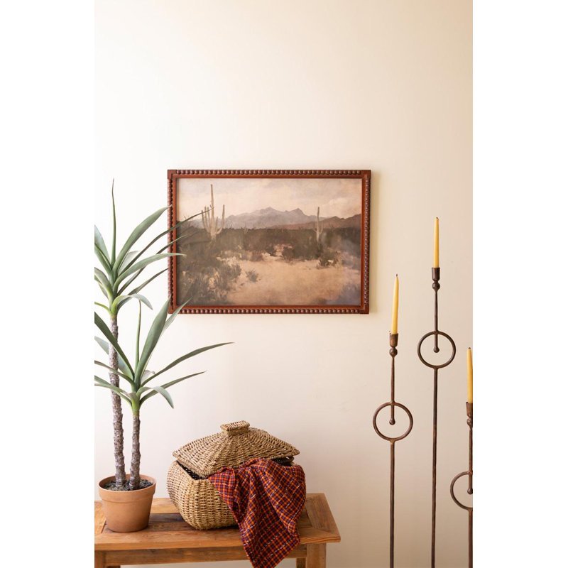  Framed Desert Landscape Print Under Glass – Southwestern Wall Art – 27.5" Tall