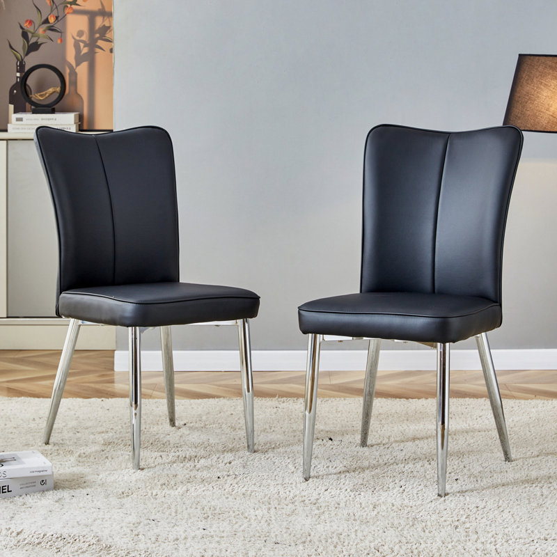 Chaises de salle à manger, chaises de bureau, Argent argent, Noir, 2