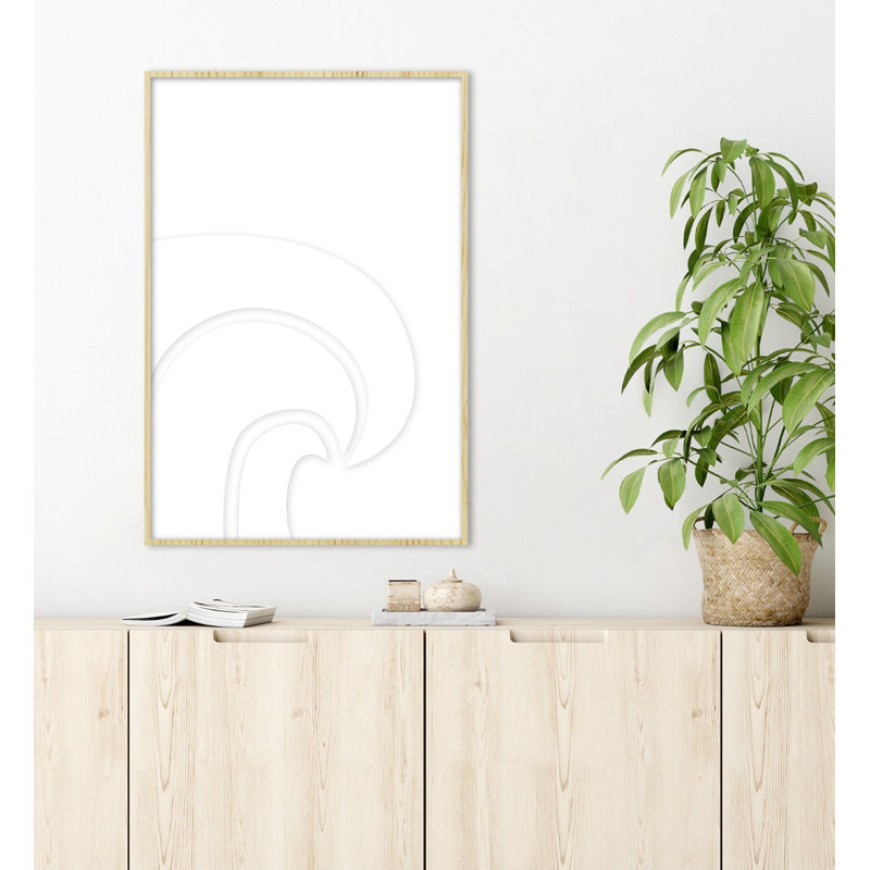 Water Wave - Floater Frame Print on Plastic / Acrylic, 148cm H x 98cm W x 10cm D, White