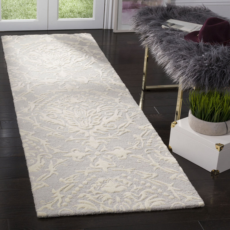 Keyesport Blossom Hand Tufted Wool Damask Rug, Runner 2'3" x 10'