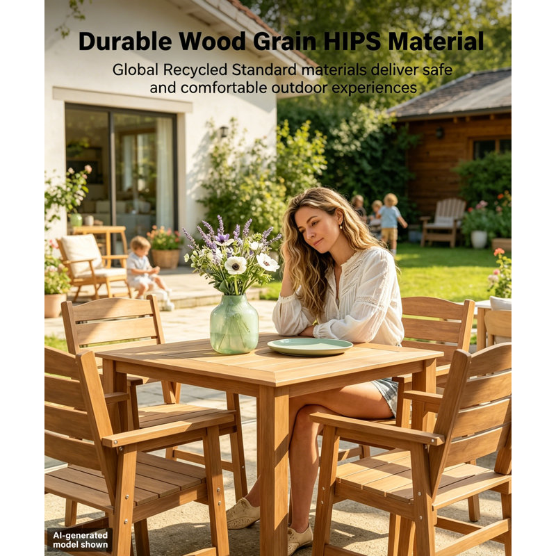 Ensemble de salle à manger d'extérieur toutes saisons 5 pièces pour l'extérieur avec structure en aluminium Ensemble de salle à manger d'extérieur moderne pour 4 personnes pour cour extérieure / porche / terrasse, 1 table et 4 chaises, brun