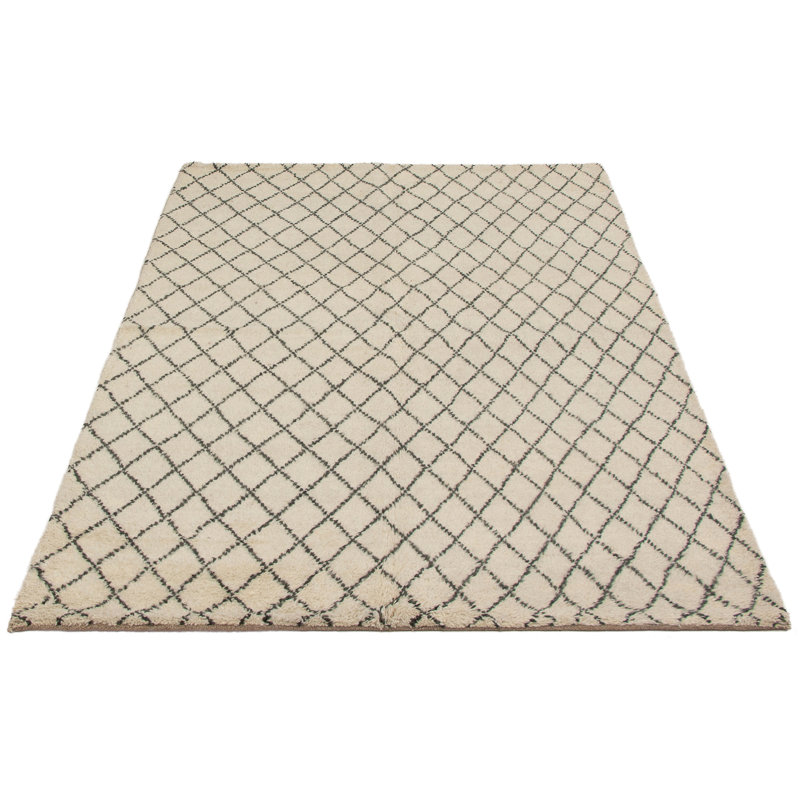 Tapis unique en laine noué à la main crème 6 pi x 9 pi Theodora