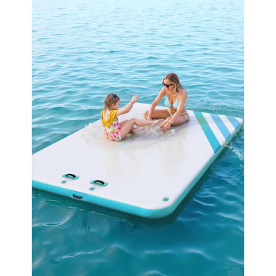 Quai flottant gonflable, plate-forme de quai gonflable antidérapant avec pompe et sac, flotteurs de lac en PVC de 8 x 6 pi d'épaisseur de qualité marine pour 2 à 10 personnes, tapis d'eau portable pour lac, piscine, plage, océan