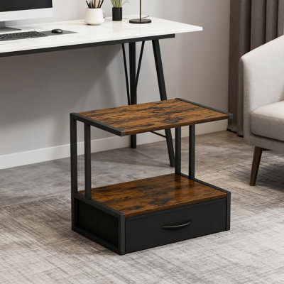 Printer Stand With Storage, 3-Tier Desktop Organizer With Fabric Drawer For Laser Inkjet 3D Printer, Fax Machine, Copier Scanner, Home Office Desk
