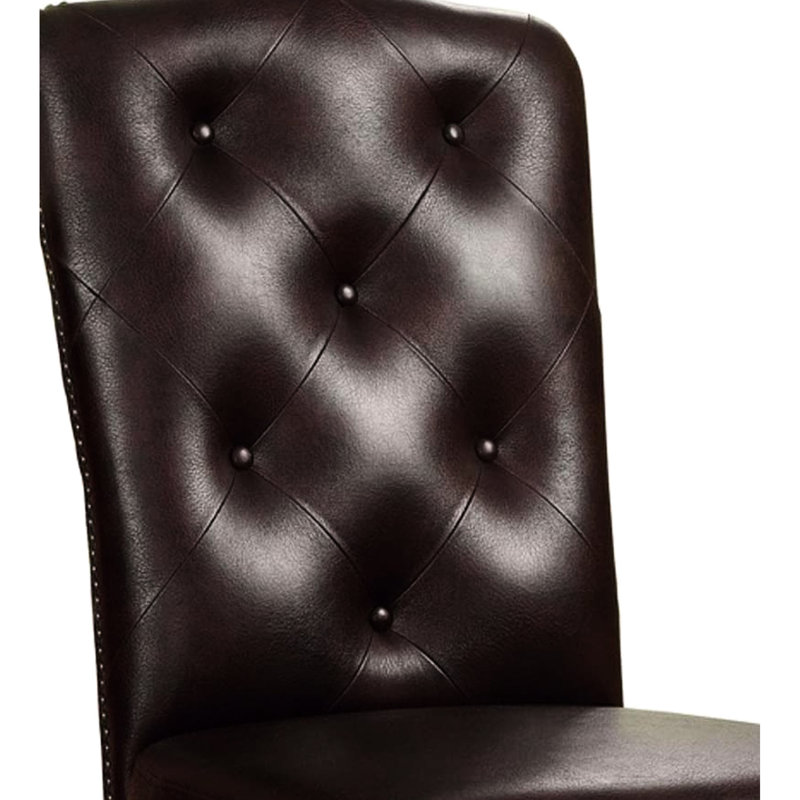 Brown Cherry Solid Wood Dining Chairs, Of 2, Padded Seat, Luxury Traditional 2 Side Solid, Back With Dark