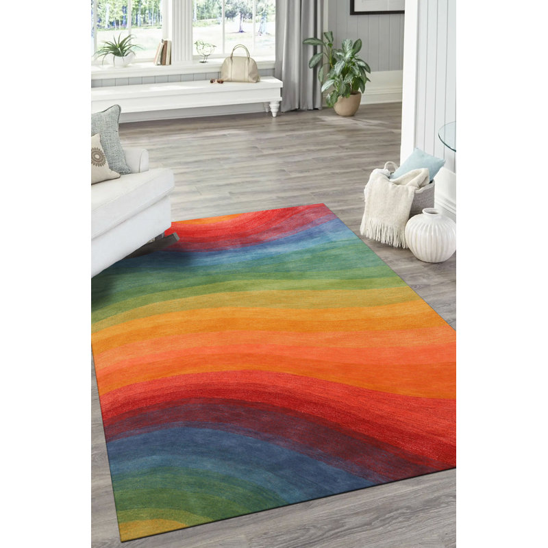 Tapis à motif abstrait en laine touffeté à la main Sinderen, Rectangle 4 pi x 6 pi