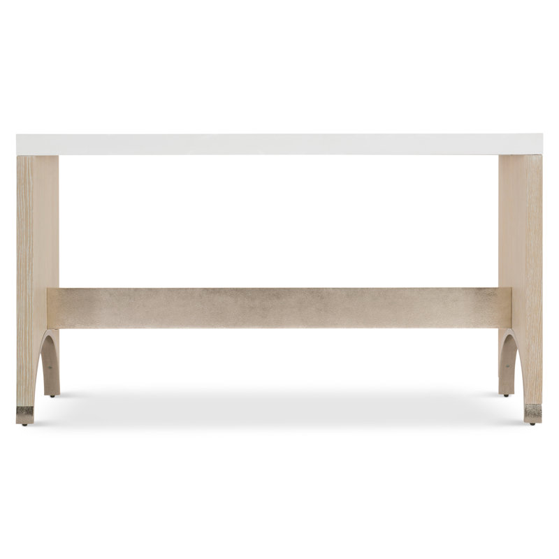 Solaria 60'' Beige Solid Wood & Metal Console Table with Faux Stone Top